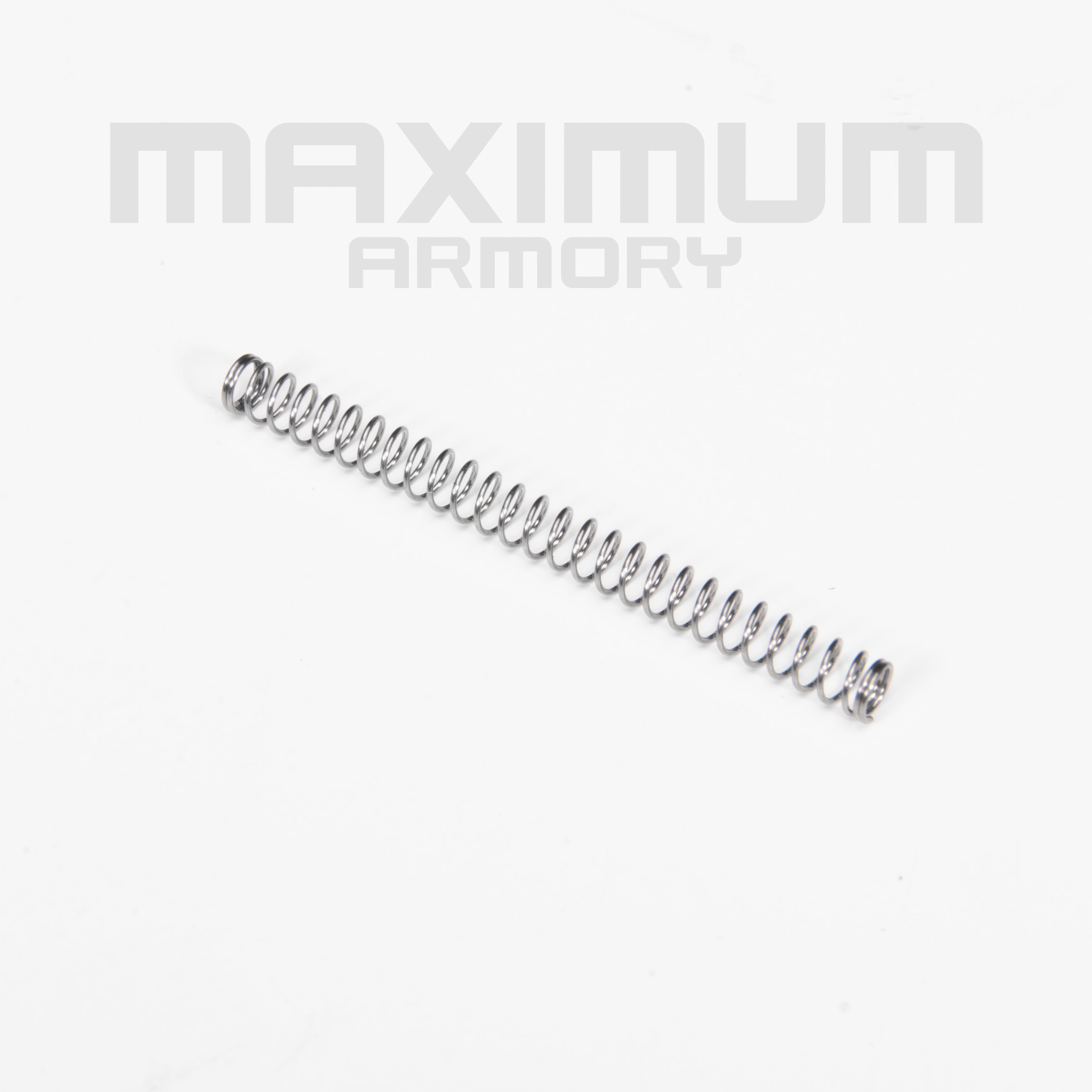 Top view of the M1911 1:2.05 Black/White Toy Guns Recoil Spring, designed for smooth slide action and optimal recoil performance in realistic toy gun models.