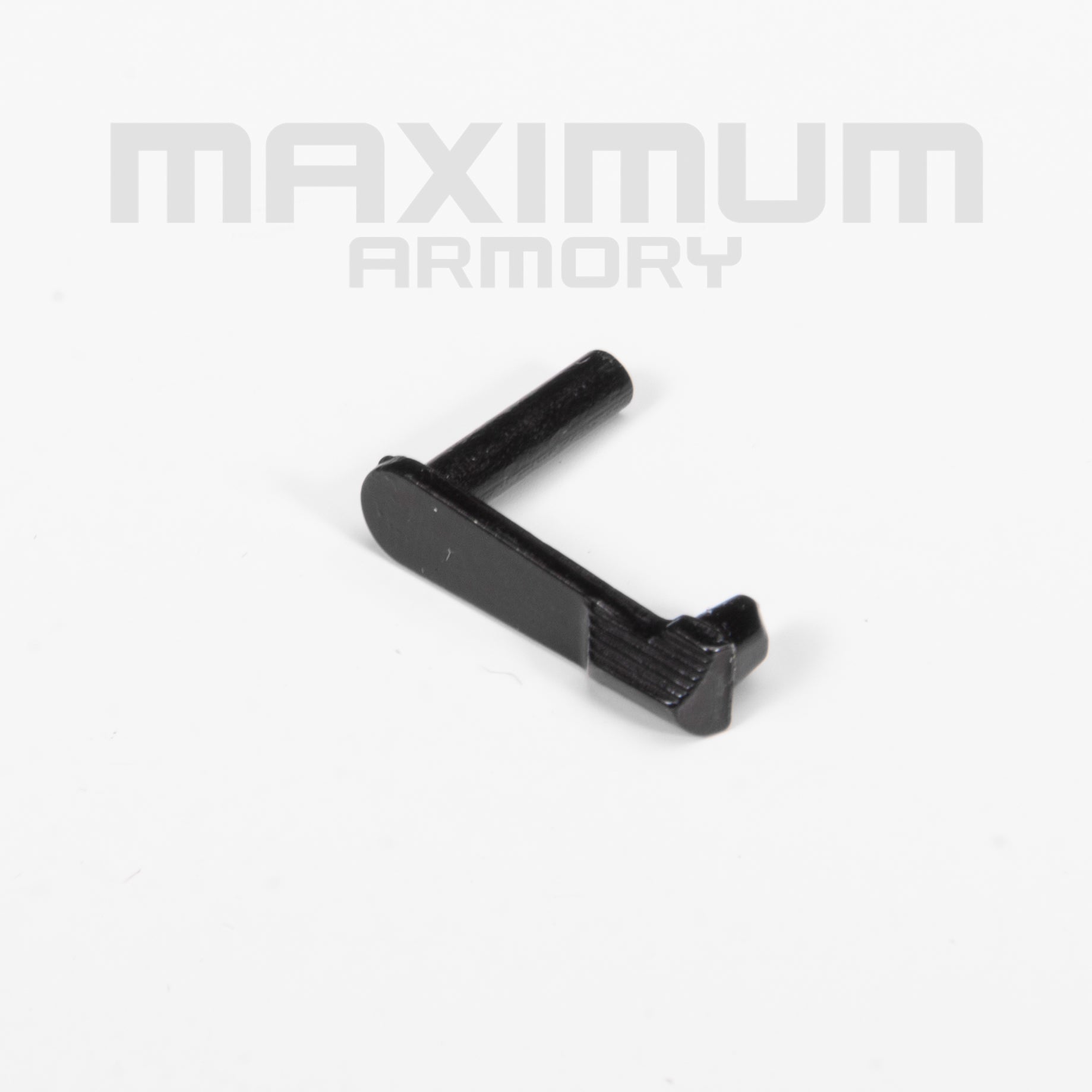 Top view of the M1911 1:2.05 Black/White Toy Guns Slide Stop, designed for smooth operation and secure locking, essential for realistic toy gun assembly.