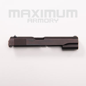 Top view of the M1911 1:2.05 Black/White Toy Guns Slide, designed for smooth cycling action and durability, essential for realistic toy gun performance.