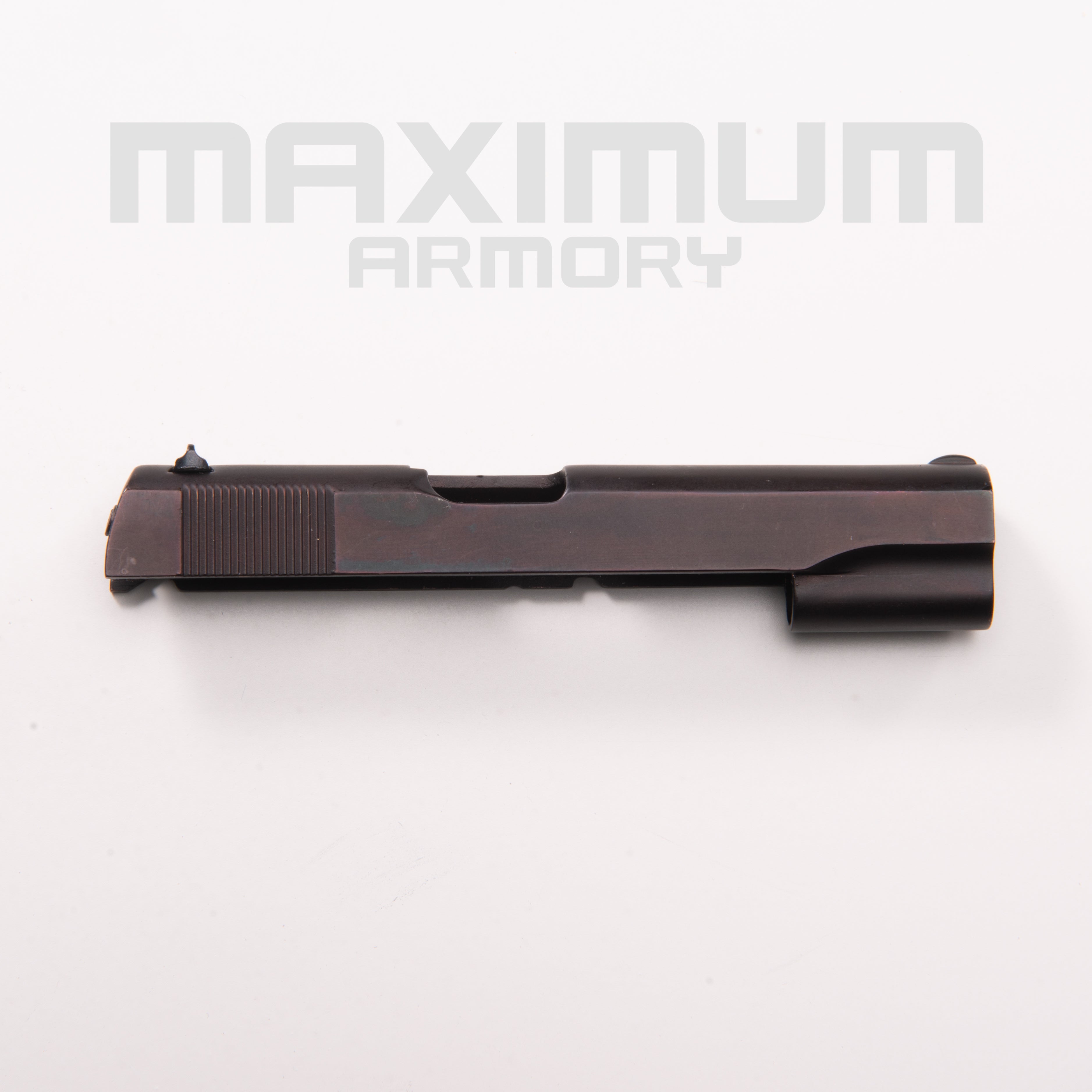 Top view of the M1911 1:2.05 Black/White Toy Guns Slide, designed for smooth cycling action and durability, essential for realistic toy gun performance.