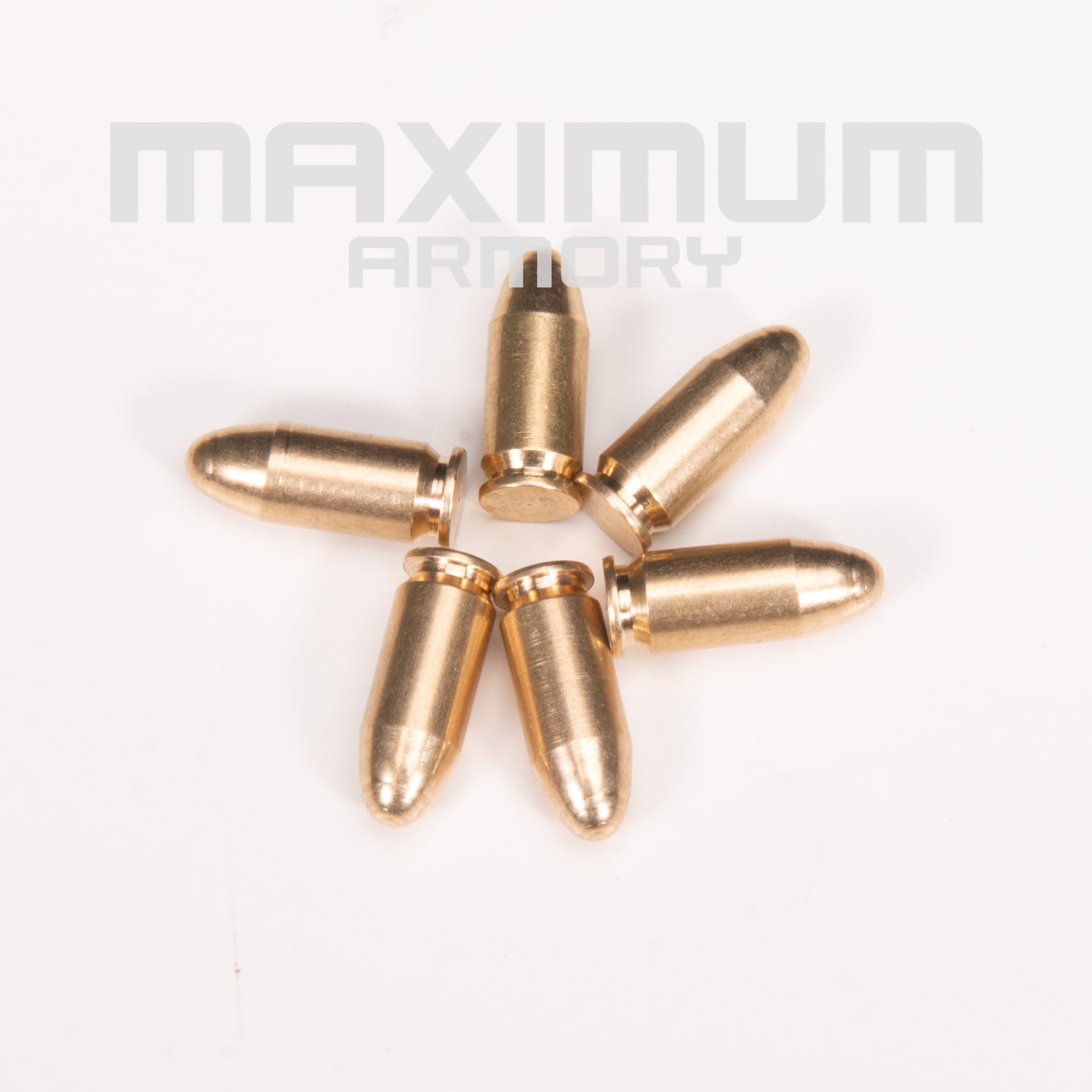 Close-up image of the M1911 1:2.05 Solid Brass Bullet Model, showcasing high-quality brass construction, smooth finish, and realistic details, making it a perfect accessory for toy gun collectors.