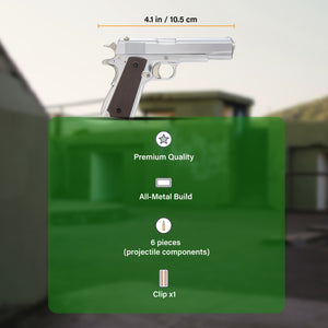 Detailed view of M1911 grip and safety features