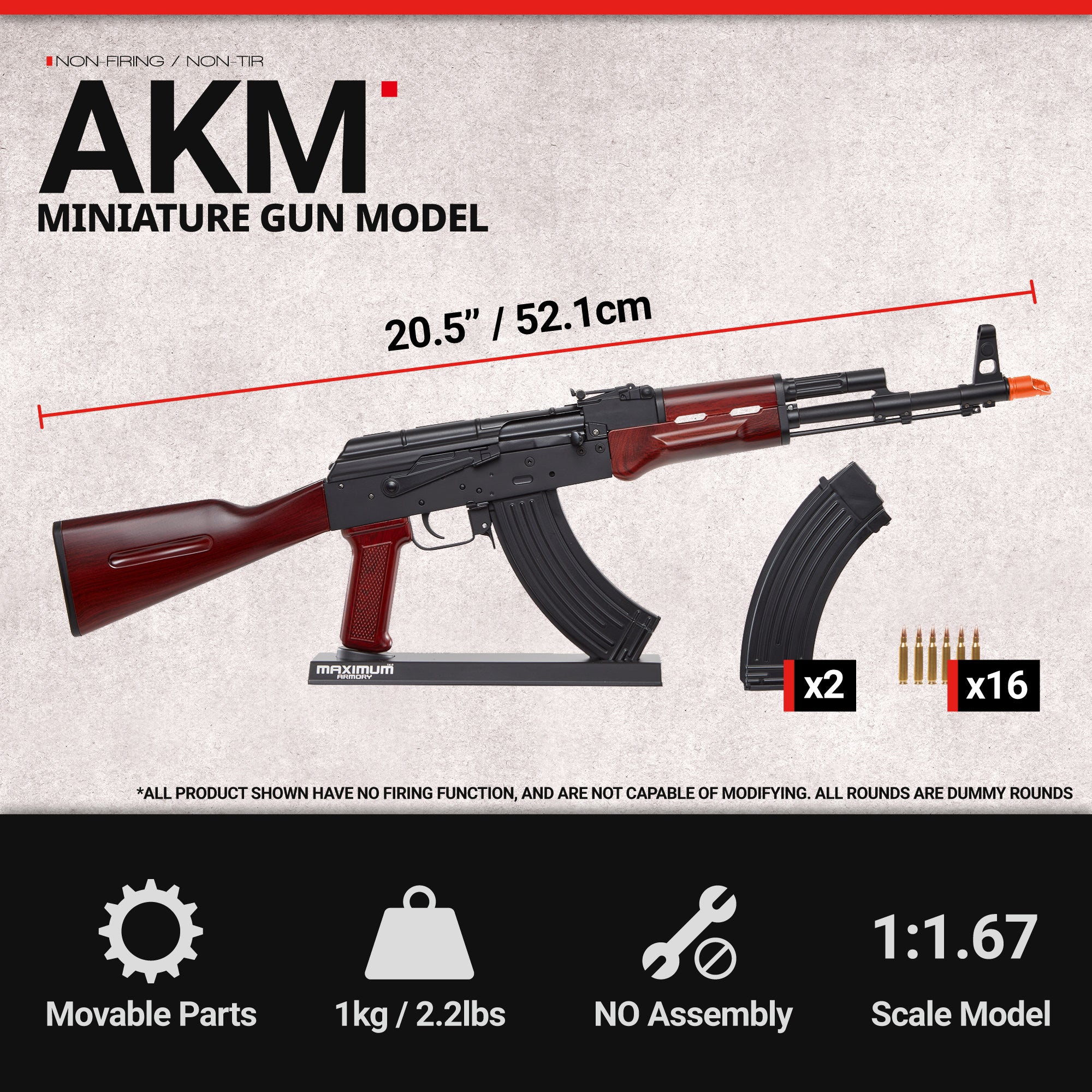 AKM - Wood - 1:1.67 Miniature – Maximum Armory